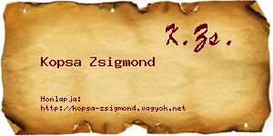 Kopsa Zsigmond névjegykártya